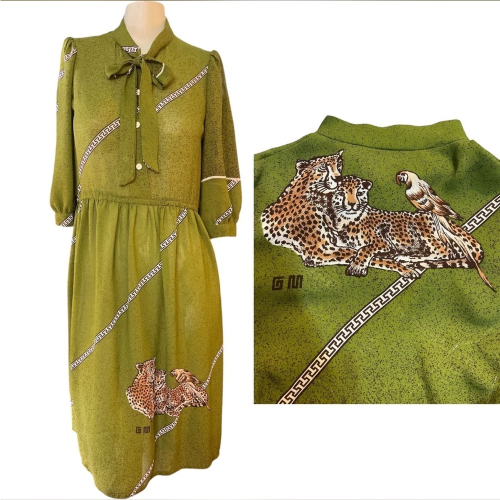 Vintage 70s Cheetahs in Love Dress